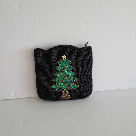 Vintage beads pouch Christmas tree 5×6 - Picture 1 of 7